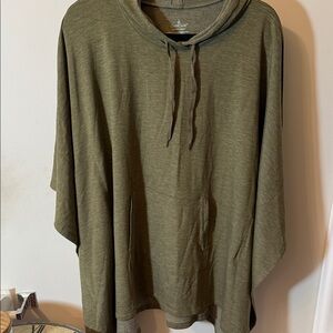 Cuddl Duds Olive Green Lightweight Hoodie Poncho